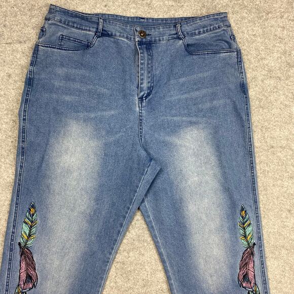 back in the saddle  jeans women’s 16 33x30 Embroidered tribe‎ Feathers cowgirl - Picture 2 of 16